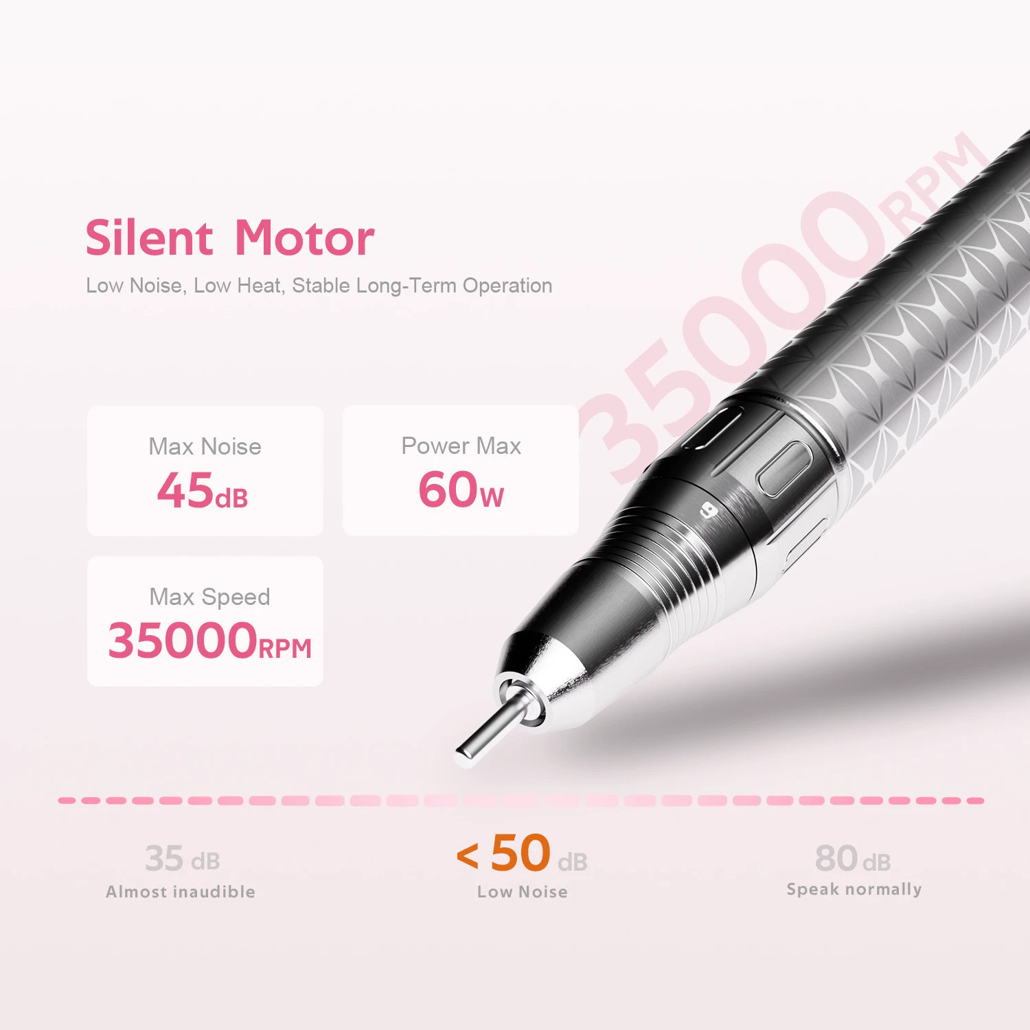 máquina de molienda de uñas con función de memoria de velocidad de rotación preestablecida 35000 rpm manicuras para manicuras