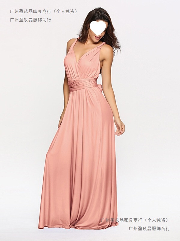 European and American Style Cross-Back Strapless Long Dress Gown
