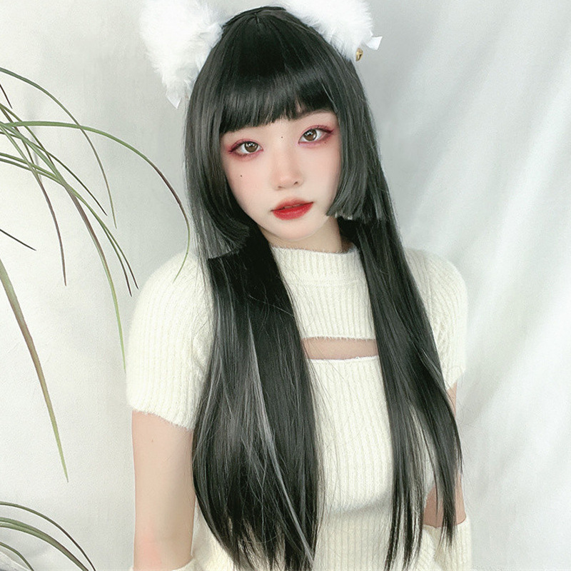 Women's Japanese Style Street High Temperature Wire Bangs Long Straight Hair Wigs display picture 3