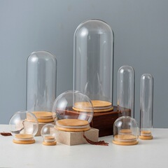 永生花ガラスカバーDIY手作りブラインドボックス文游びジュエリー防塵展示カバーシール竹蓋木ベース置物