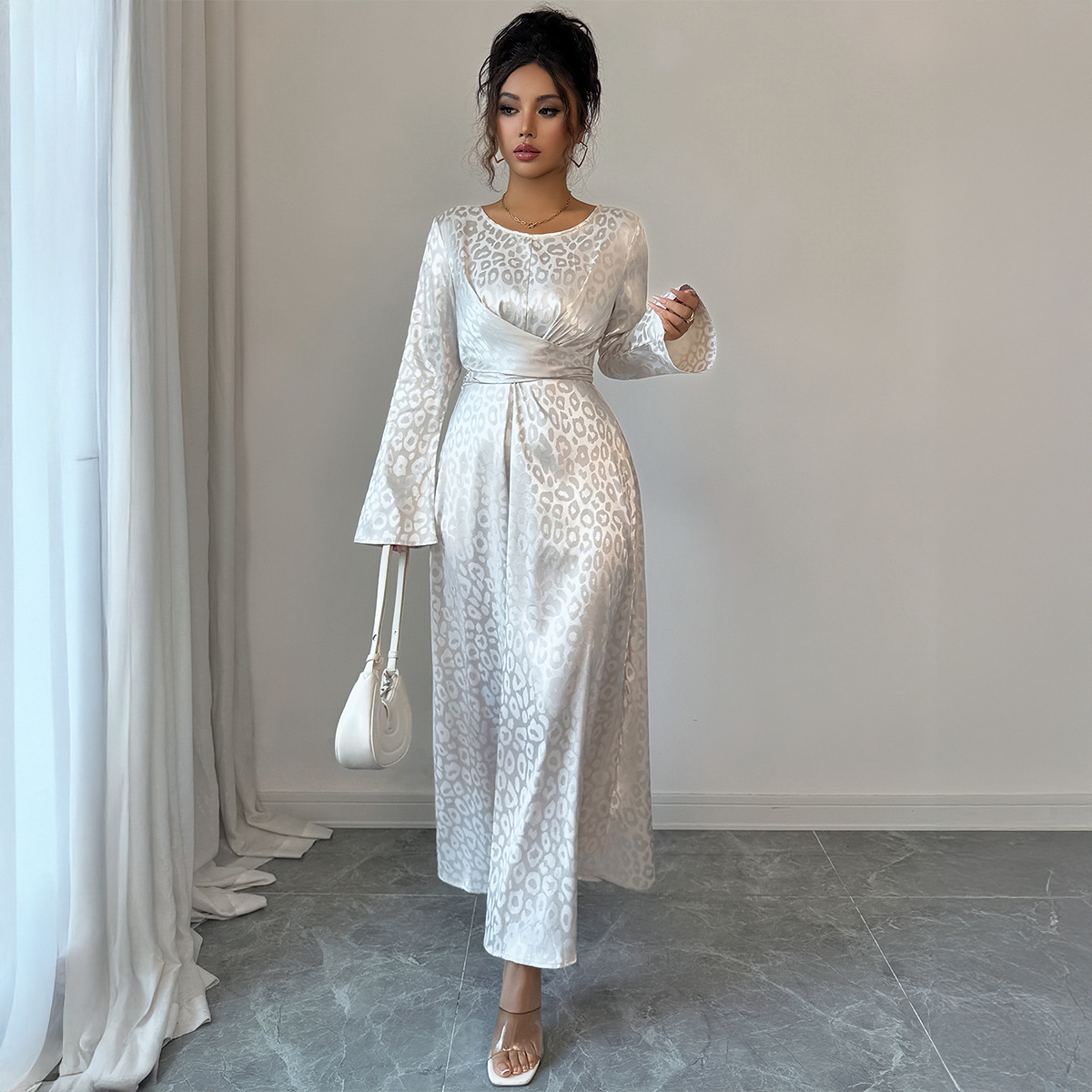 Women's Clothing Elegant High-Waisted Maxi Dress For Women Long-Sleeved European And American Style Autumn/Winter Fashion_ecoleips.com