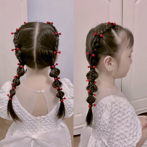Children's headband female rubber band hair little girl small hair band big red bean high elastic and durable girls hair band