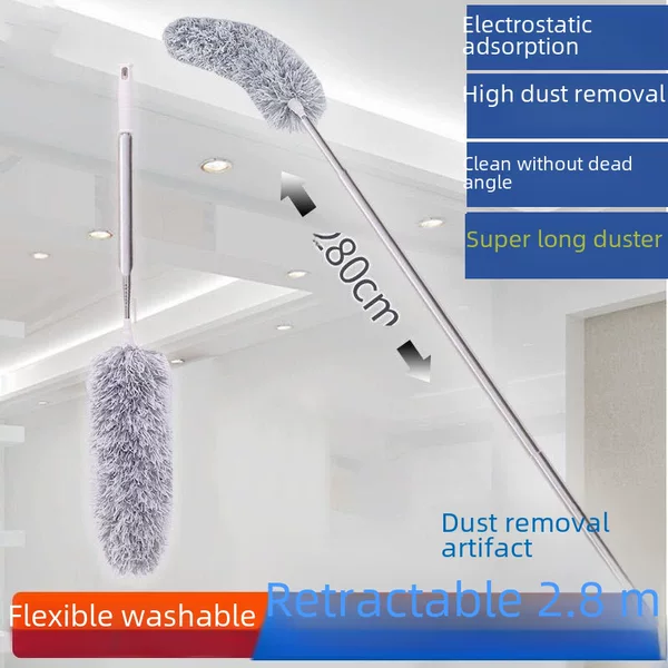 Feather Duster Household Dust Cleaning Ceiling Dust Duster Sweeping Cleaning Artifact Longer Telescopic Dust Duster
