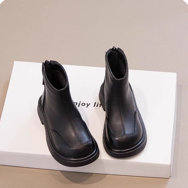 女童靴子2025秋冬季新款儿童马丁靴宝宝鞋中大男童加绒保暖皮短靴