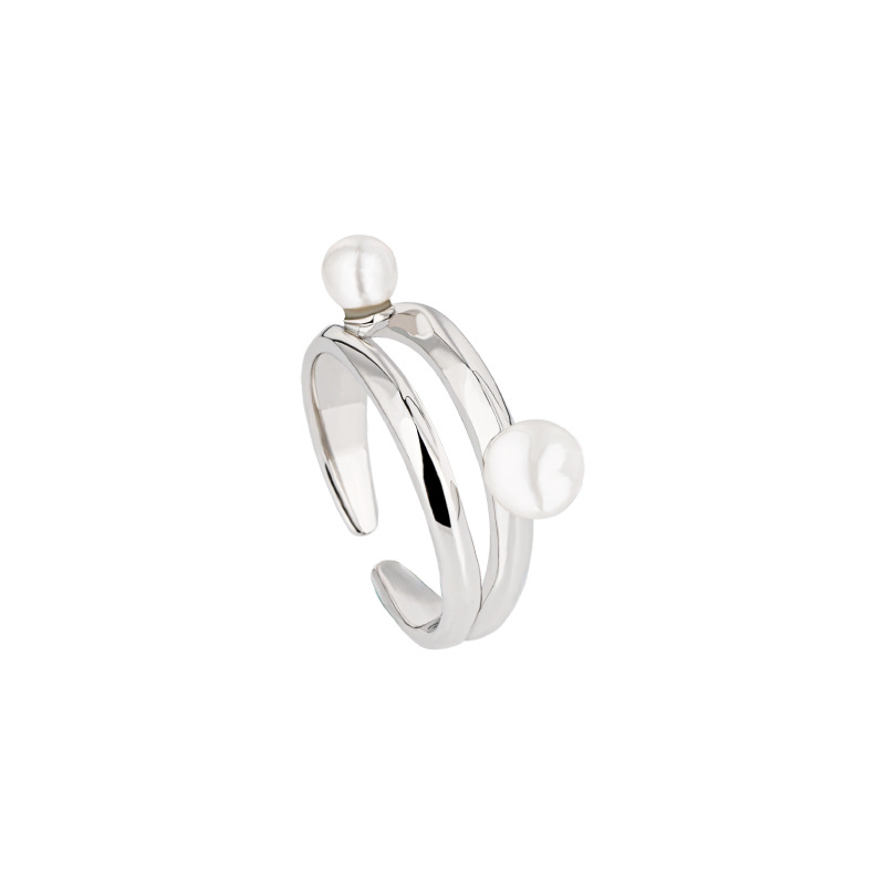 Anillo de perlas de plata esterlina 925 Luz de las mujeres nicho de lujo diseño avanzado anillo de cola ajustable abierto anillo de dedo índice