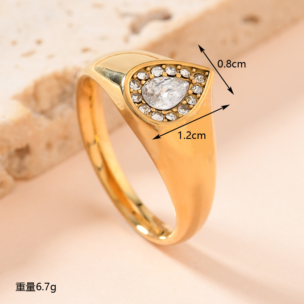Anillo de acero de titanio de estilo de lujo ligero de fundición de gota de agua anillo de diamante de color chapado en oro de 18 quilates fabricantes de joyas image 4
