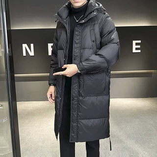 男士长款过膝连帽羽绒服冬季2025新款高级感休闲时尚加厚保暖外套