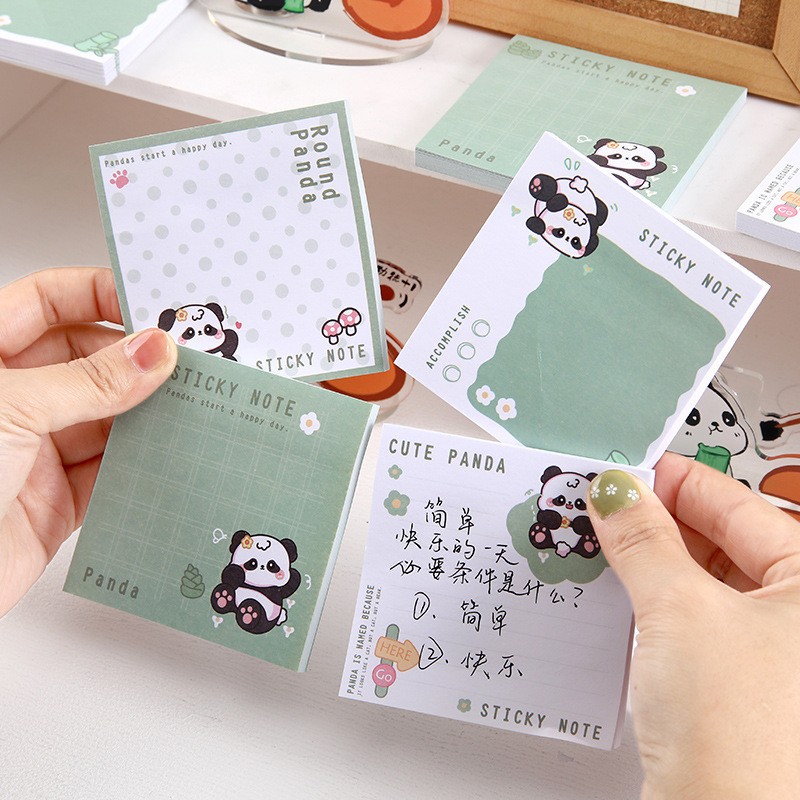 Caricatura panda pastillas adorables notas de contabilidad de mano N veces pegadas notas de alto valor de cara notas de notas de notas de papel para estudiantes