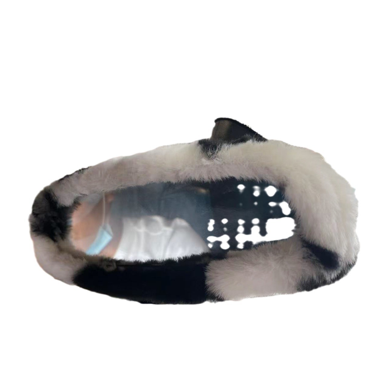 Cubierta del espejo retrovisor del coche Amazon transfronterizo hembra vaca de dibujos animados lindo creativo imitación de piel de conejo felpa cubierta del reflector image 6