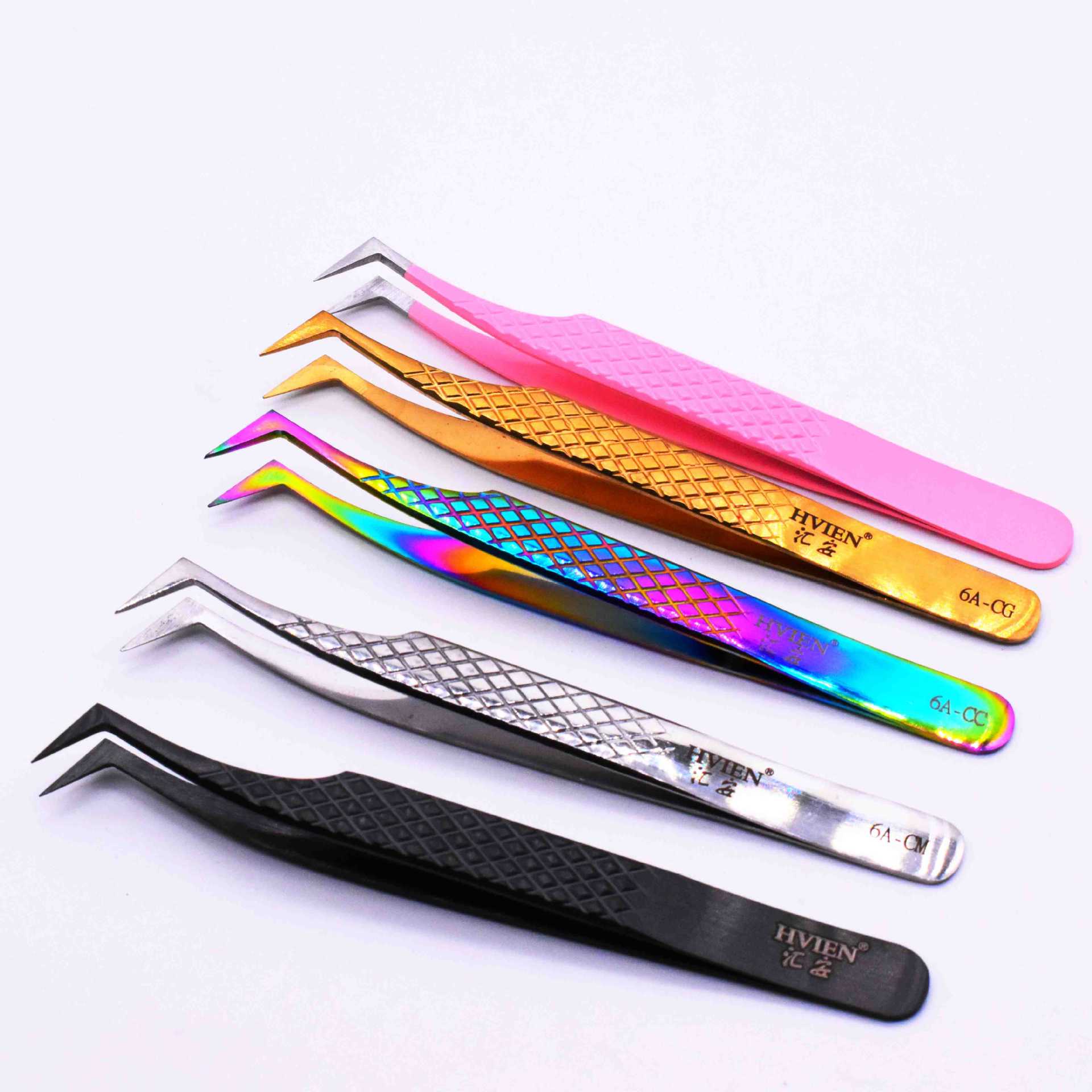 厂家供应高档嫁接睫毛开花金色镊子 高精密304不锈钢 美妆 金羽夹