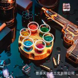 木质一口杯架酒吧调酒工具收纳架威士忌烈酒杯托龙舌兰酒杯分配架