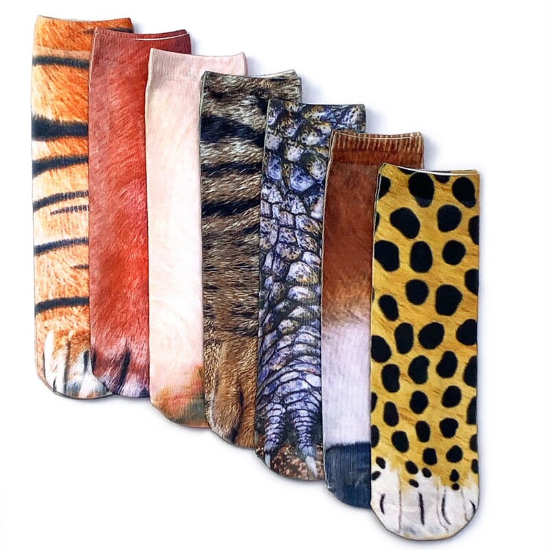 3D Digital Printed Socks Trendy Mid-Tube Socks Animal Socks Adult Cat Claw Socks Women Heat Transfer Sports Socks Sublimation