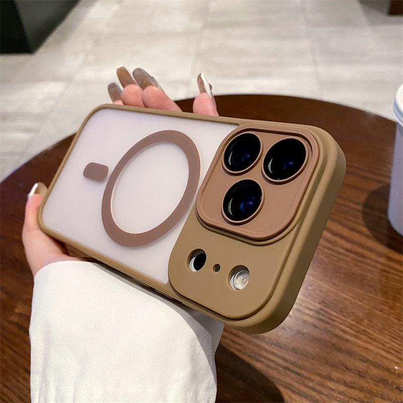 La piel de la escudo esmerila succión magnética para Apple 17PRO caso de teléfono celular iPhone 16 / 15 lente película protector a prueba de caídas