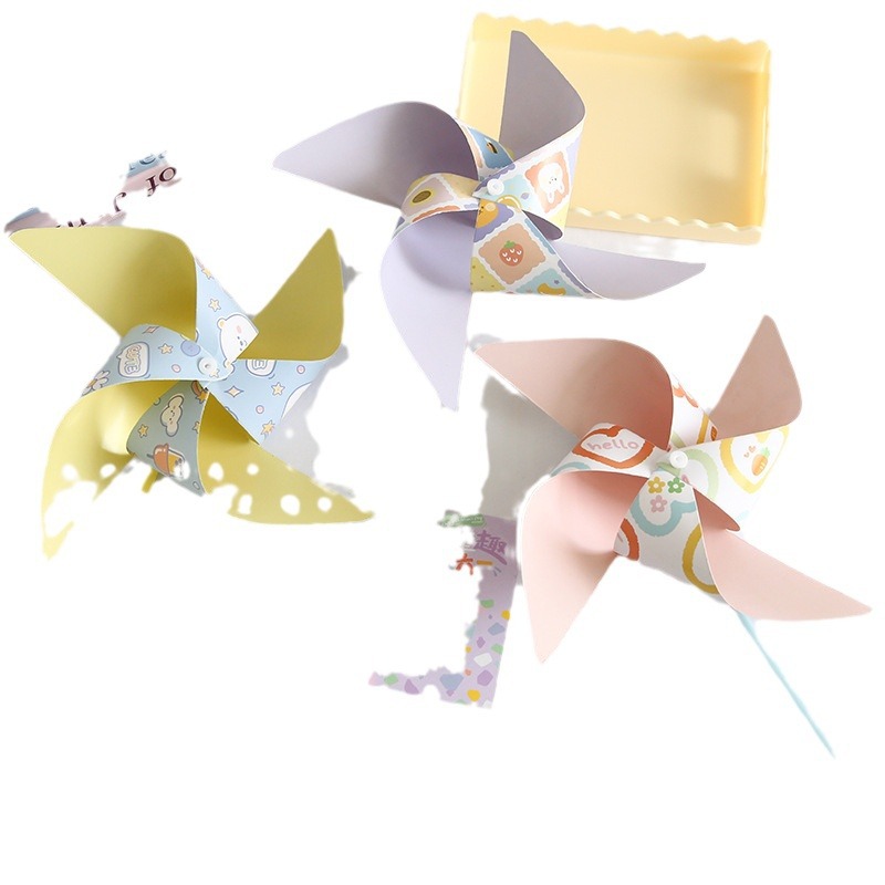 Día de los niños del 1 de junio dibujos animados molino de viento colorido juguetes hechos a mano paquetes de materiales DIY bocadillos ramo de flores decoración caja de regalo