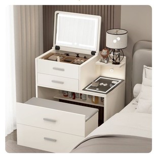 Dressing Table and Bedside Table Integrated Small Apartment Mini Flip-Top Combination 2025 New Simple Modern Solid Wood Dressing Table