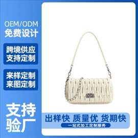 2025新款潮流百搭跨境褶皱单肩包时尚休闲手提斜跨包包女包