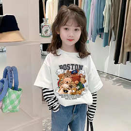 G2525#女童衣服薄款长袖t恤春秋装2025新款打底儿童洋气纯棉上衣