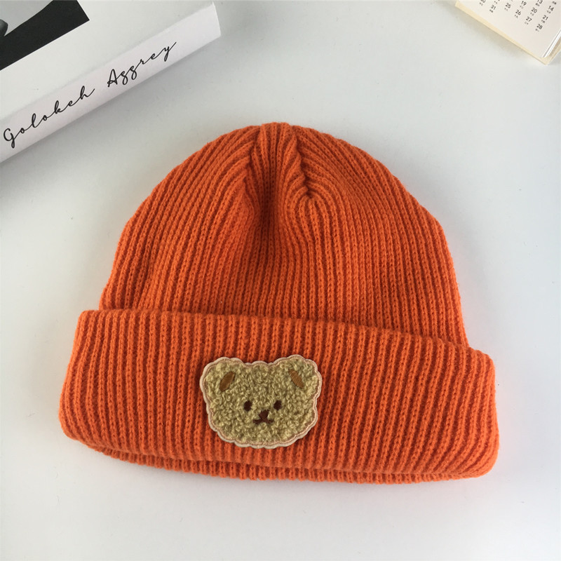 Unisex schattige beer stok doek paar wollen muts vrouwelijke herfst winter hoofddoek warme trui muts gebreide muts_voghion.com