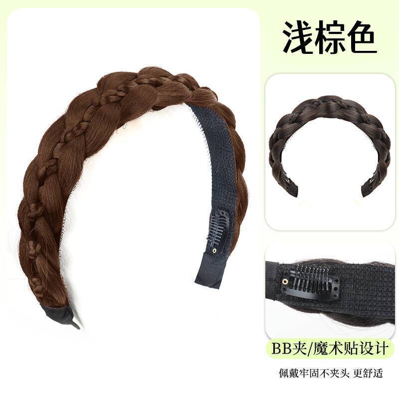 假发发箍女麻花辫编发仿真发高颅顶遮发缝无感佩戴粘贴式发箍头饰|undefined