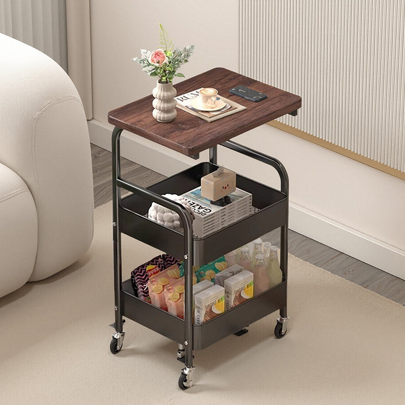 Customized Coffee Table, Small Trolley, Side Table, Sofa Storage, Wheeled Tea Table, Bedroom Storage Rack, Small Table, Solid Wood Side Table