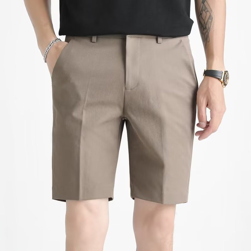 Pantalones cortos de traje Pantalones de cinco puntos con hebilla interior de autocultivo de negocios de lujo ligero para hombres Pantalones verticales pantalones pantalones de verano comercio exterior transfronterizo al por mayor image 4