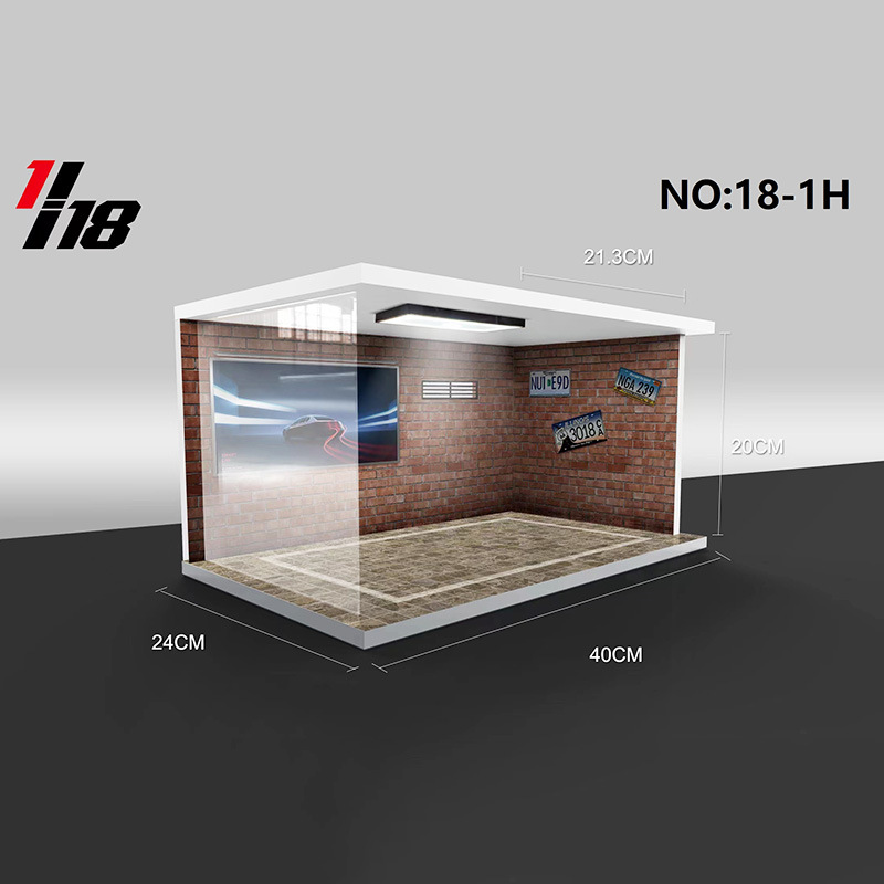 Comercio exterior al por mayor garaje transfronterizo con luces auto-instalado PVC aparcamiento adecuado para 1:18 montado adornos de pared de fondo