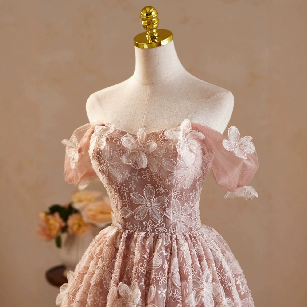 Pink Evening Dress High-end Retro Mesh Short Banquet Company Annual Meeting Birthday Princess Dress Temperament Host