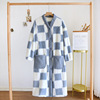 Flannel winter coral velvet fleece bathrobe, keep warm pijama, V-neckline, long sleeve, french style