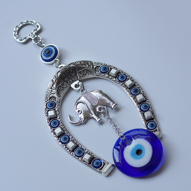 Jinhua qimei medio herradura colgante Ojo del diablo turco griego ojos azules joyería metal adornos de pared