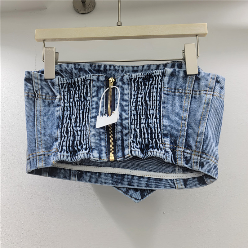 2026 primavera y verano nuevo estilo americano retro caliente estilo estereoscópico diseño de flores inns estilo de pecho chaleco denim chaqueta superior