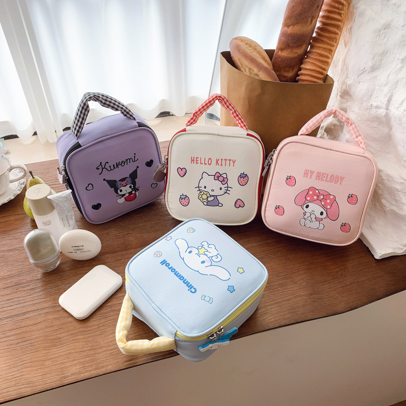 新しいサンリオ本物の認定かわいい対照的な色のポータブル化粧品袋肥厚落下防止化粧品袋ハンドバッグトイレタリーバッグ|undefined