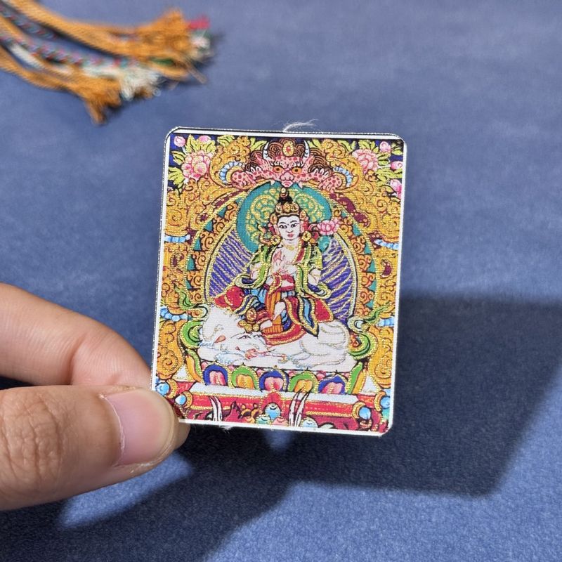 唐卡描金4*5半手绘画芯内心十二生肖八大守护神画布吊坠卡芯|undefined