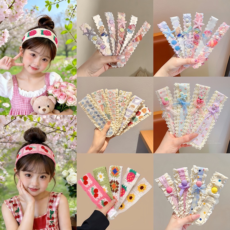 Sweet 2026 New Style Large Knitted Bangs Hair Clip Korean Cute Hair Patch for Children Hair Accessories Wholesale