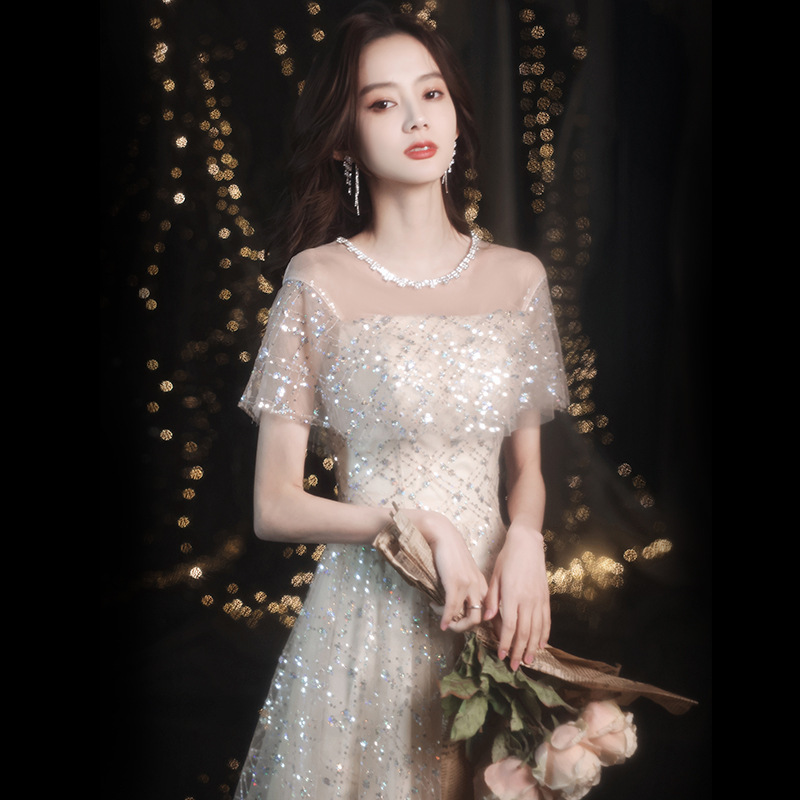 Champagne-Colored Evening Dress for Ladies, Elegant and Graceful, Summer Birthday Bridesmaid Dress, 2026 New Style, Slim Fit for Women