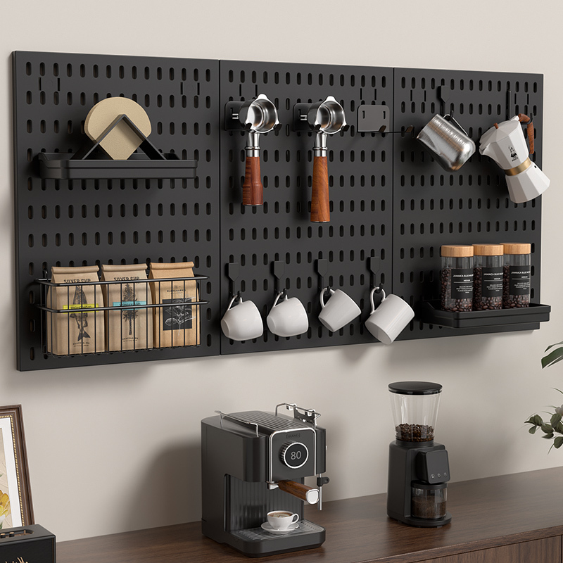 Coffee Corner Perforated Board Wall Accessories Hook Coffee Handle Cup Sideboard Hanging Basket Storage Display Storage Rack