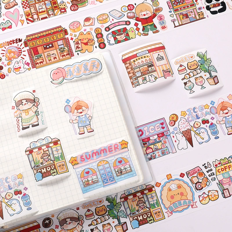 2m Cartoon Food Street Washi Tape – Creative DIY Sticker for Scrapbooking by Brand Xinqi Xin