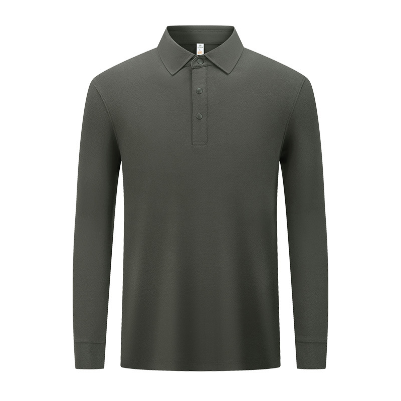 Camisas de polo sin marcas de alto nivel de hombre, ropa de trabajo de cuello blanco, poliéster y algodón de color sólido, camisa de polo de manga larga personalizada