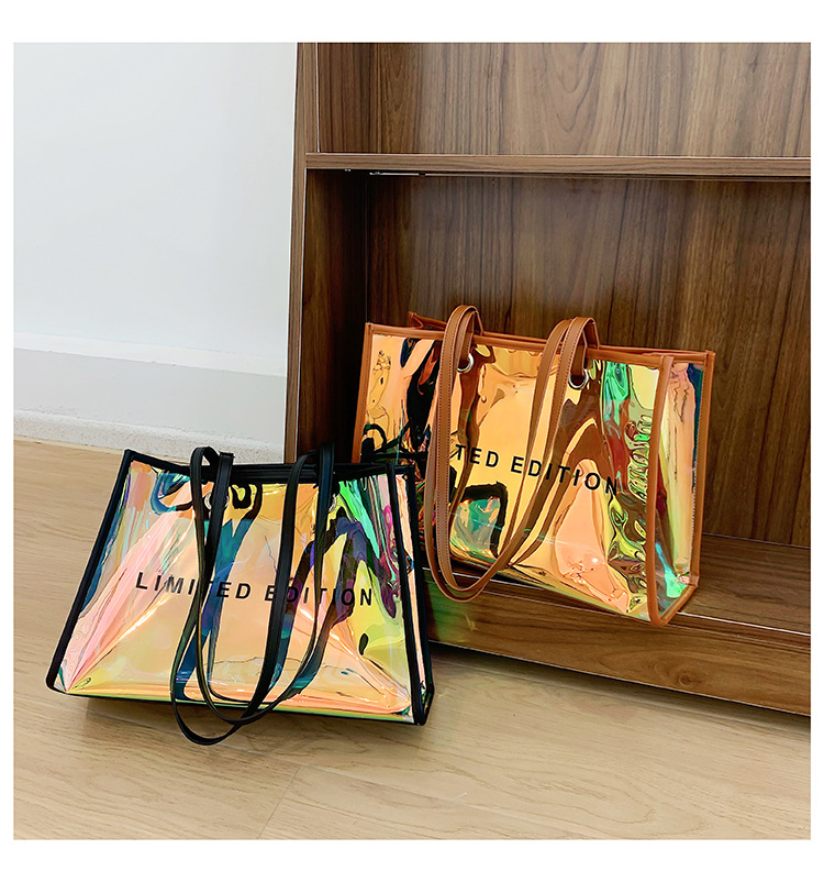 Streetwear Letter Transparent Square Zipper Tote Bag display picture 5