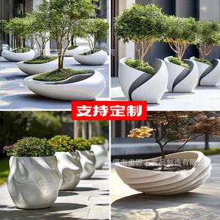 Fiberglass Flower Pot Seat Park Planting School Tree Bench Flower Bed Leisure Chair Shopping Mall Flower Pond Park Large Tree Pot
