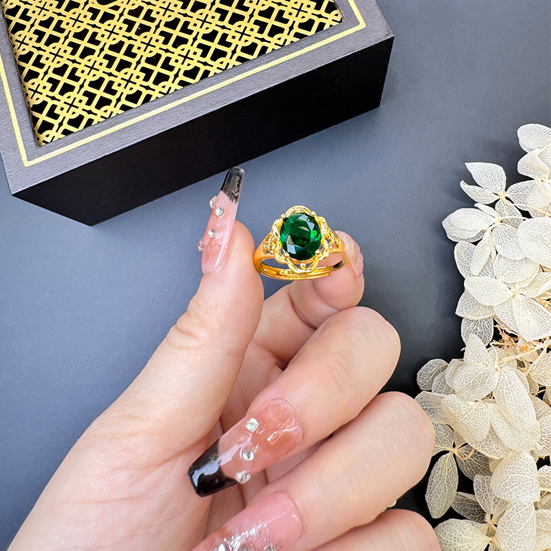 Anillo de oro antiguo vietnamita de arena de oro de boca viva femenina estilo chino estilo retrógrado tide no se desvanece joyería en vivo explosión