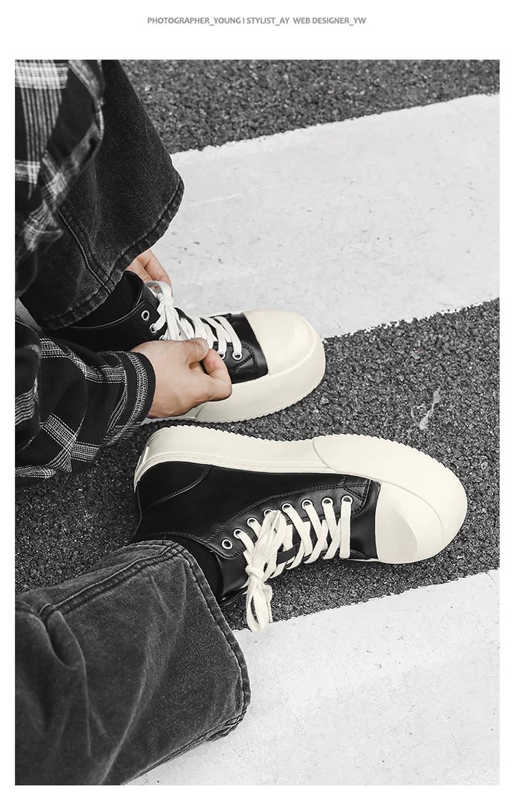 Baskets ShoeVault Big Toe décontractées, style américain urbain, semelle épaisse rehaussante, derby pour homme, collection 2025, polyvalentes et idéales pour les trajets quotidiens._voghion.com