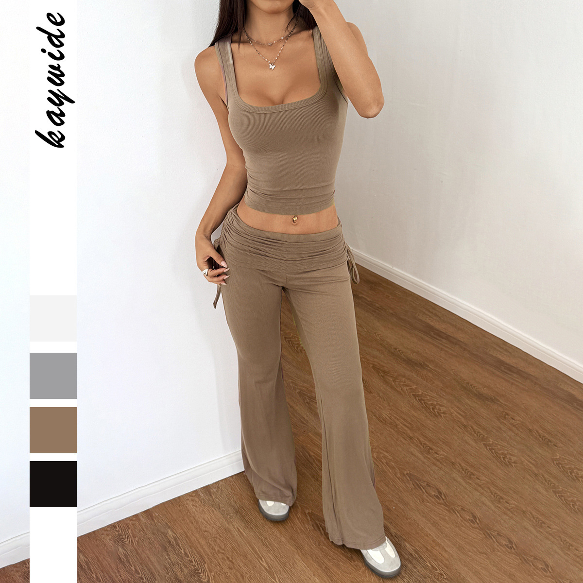 Cross-border European And American Y2K Sports Style Solid Color Pants Set, Women's Clothing 2025 Spring/summer_ecoleips.com
