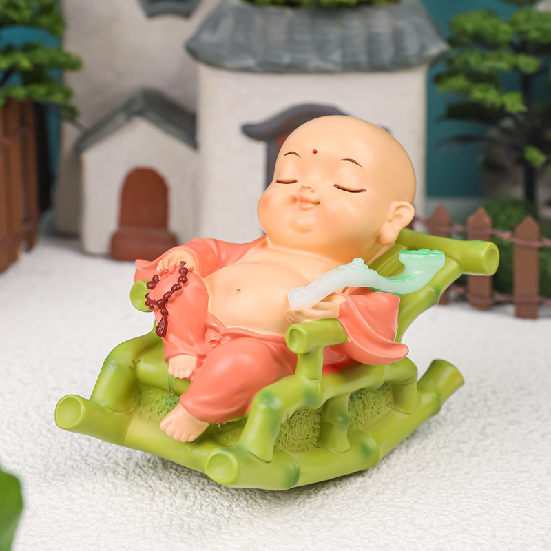 小弥勒リクライニングチェア樹脂置物かわいい弥勒仏ホームデスクトップ装飾品置物寺院お土産|undefined