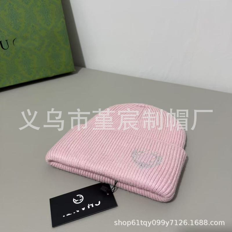 秋冬新款小香风水钻毛线帽子女欧美时尚休闲百搭冷帽男女套头加厚|undefined