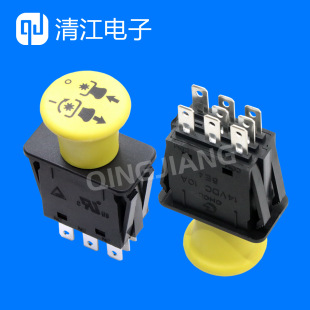 Mushroom head yellow emergency stop button switch industrial lawn mower 8-foot engine switch