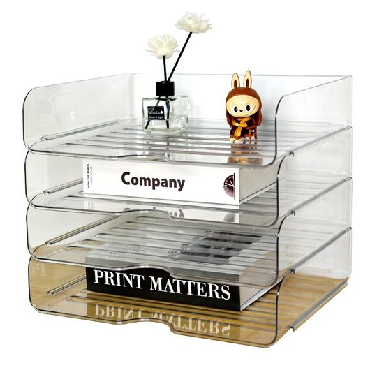 File rack office desktop multi-layer storage box transparent a4 file storage rack stackable desk material sorting