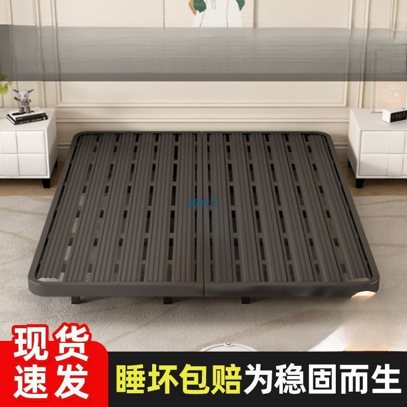 日式简约无床头悬浮床架子龙骨架家用铁艺床加厚可单人双人铁架床|undefined
