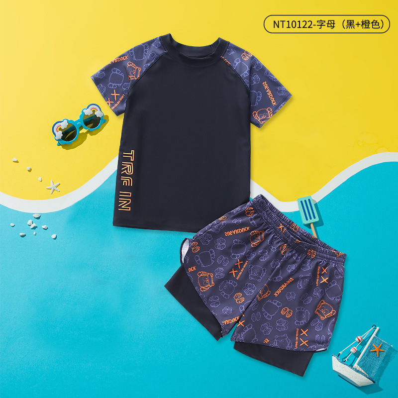 Bañador infantil nuevo juego de baño para niños secado rápido, pantalones de baño de doble capa para niños mayores, equipo de natación