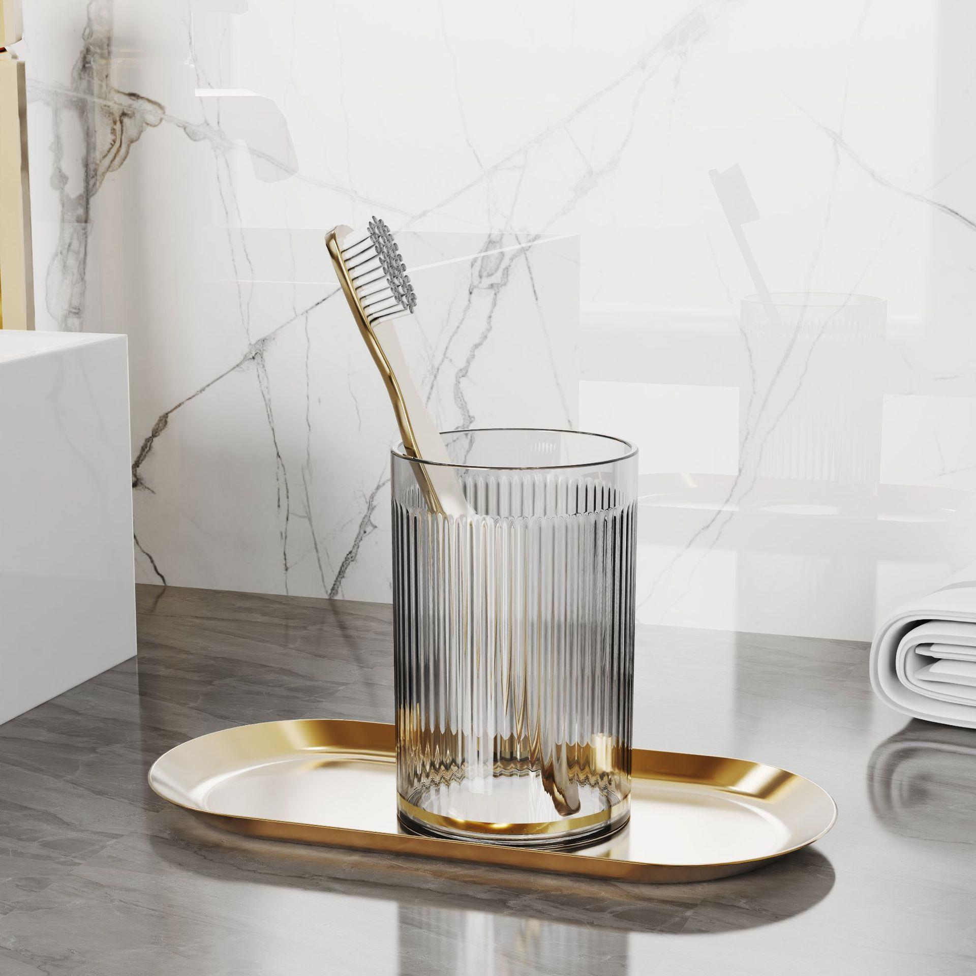 Luz de lujo estilo enjuague bucal taza de cepillo de dientes de alto aspecto taza hogar par lavado taza baño simple transparente PET cepillo de dientes taza