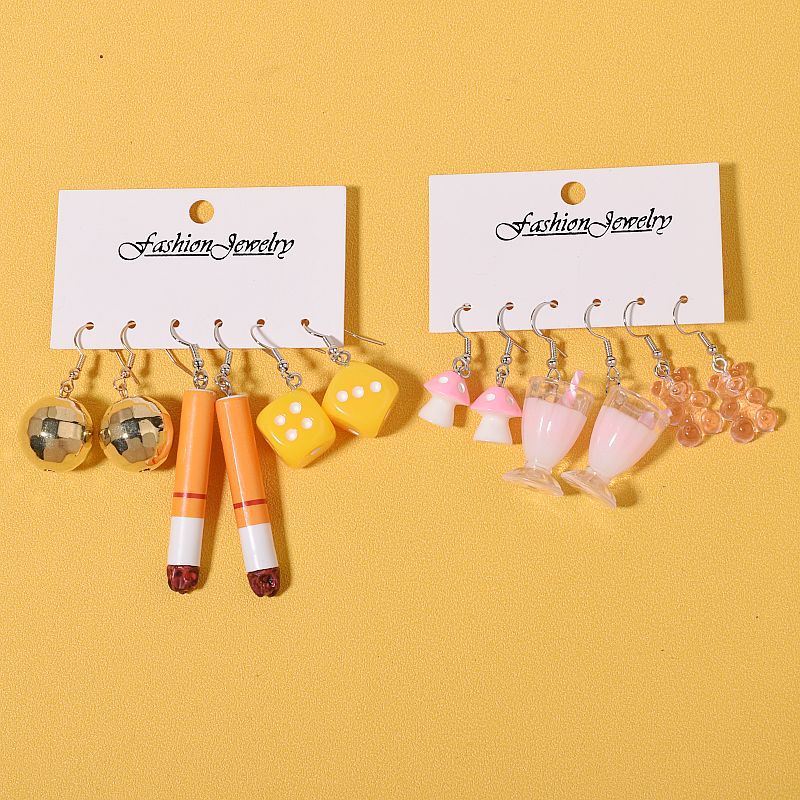 20g Weight Iron Ear Needle Material Drop Earrings Classification 1 Set Quantity Casual, Daily, Shopping Occasion Acrylic, Resin Material Cup, Heart Shape, Flower Pattern Women's Gender Cartoon Style, Cute Style 1 Set Cartoon Style Cute Cup Heart Shape Flower Arylic Resin Drop Earrings 7